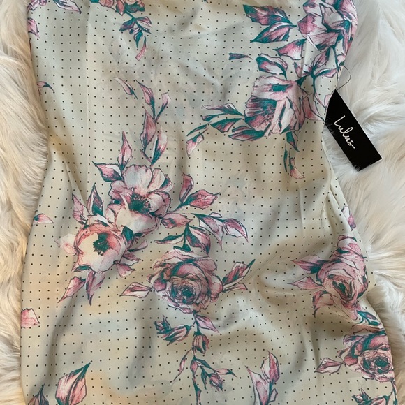 LULU’S HOW TO BE A HEARTBREAKER CREAM MULTI PRINT SATIN SLIP MINI DRESS - Picture 6 of 7